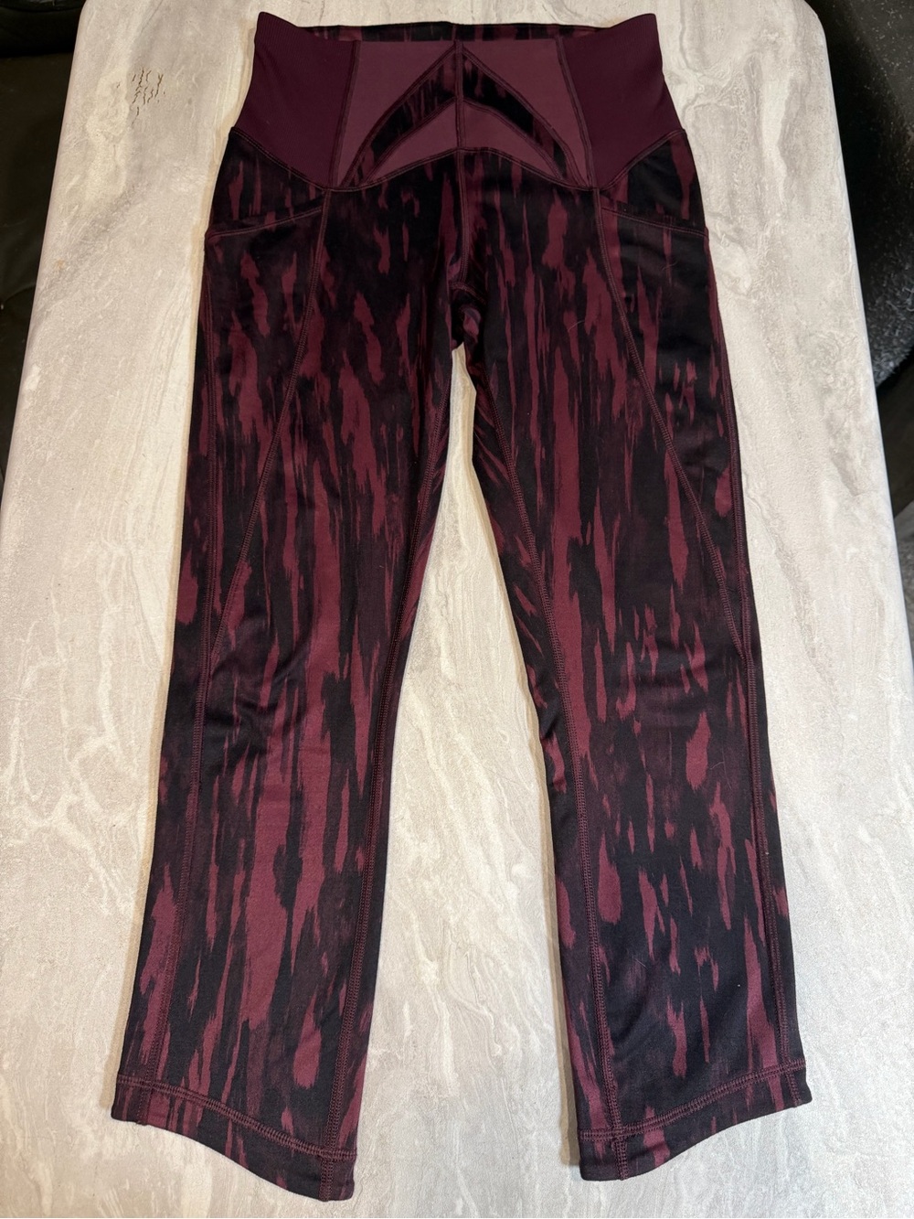lululemon athletica Maroon and Black Patterned Crop Leggings